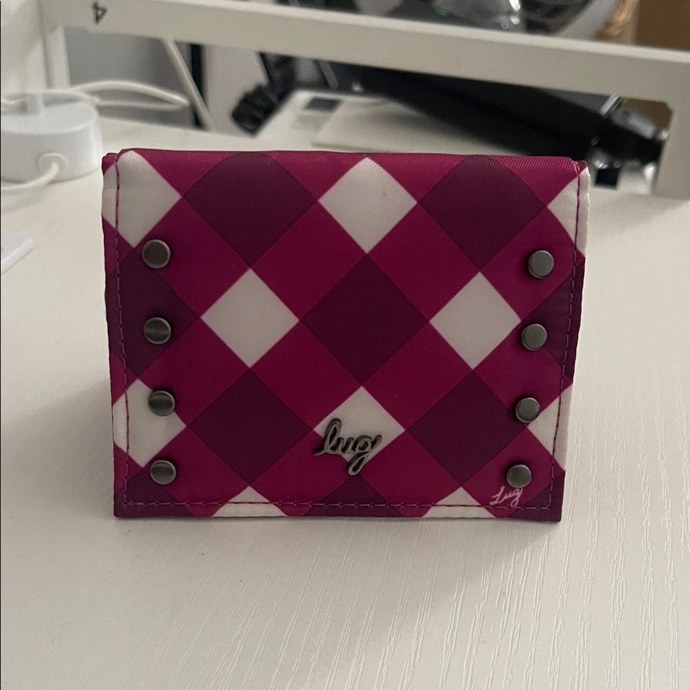 Lug Fuchsia and White Checkered Wallet
